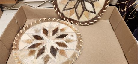 Vintage Round Cowhide Decorative Small Mats