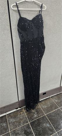 Vintage Long Black Sequin Dress.