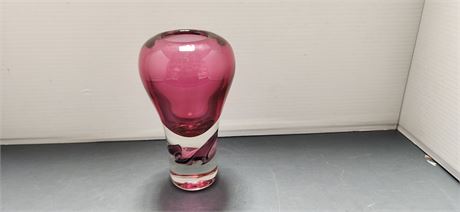 Modern Art Glass Cranberry Vase