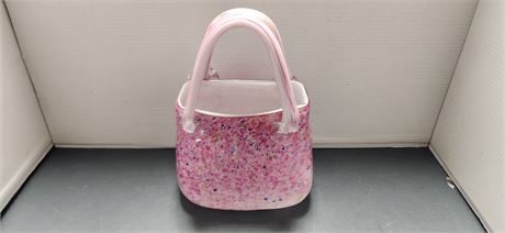 Vintage Art Blown Glass Murano Style Purse Handbag Vase