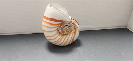 Murano Style Art Glass Nautilus Seashell Vase