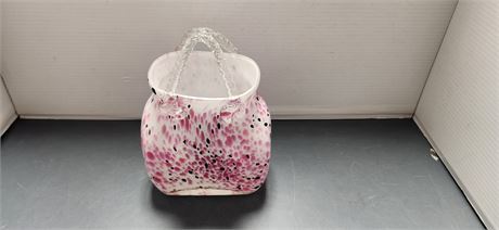 Vintage Art Blown Glass Murano Style Purse Handbag Vase