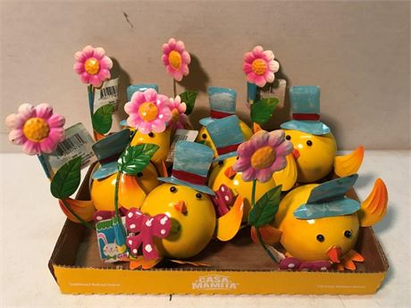 6 Metal Easter Yellow Birdies