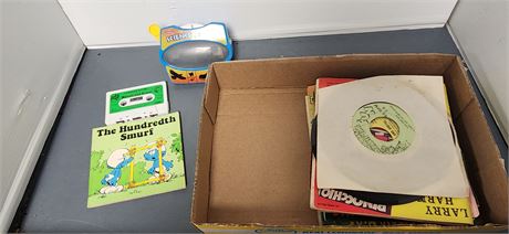 Vintage Smurf Book & Lakeshore Viewer & Read A Long Records & Books