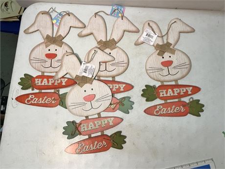 4 Bunny Happy Easter Signs