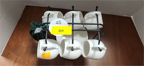 Coffee Cups & Saucers & Holder