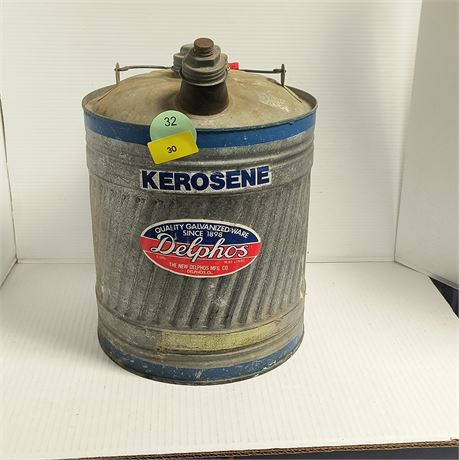 Vintage Delpho's Galvanized Metal Kerosene Can