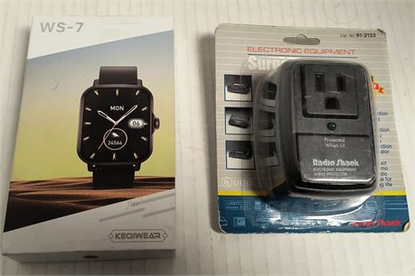 Radio Shack Surge Protector & Keqiwear Smartwatch