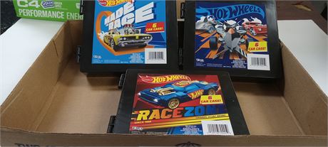 Three Hot Wheels Cases with Eighteen cars
