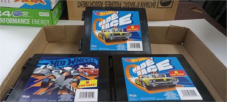 Three Hot Wheels Cases with Eighteen Cars