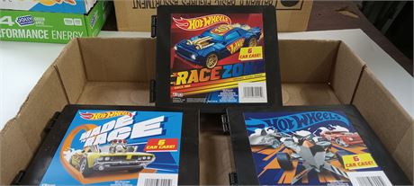 Three Hot Wheels Cases with Eighteen Cars