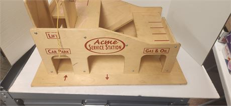 Wooden Acme Service Station toy garage