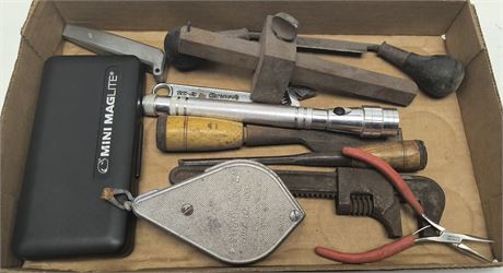 Mini Maglite With Case &  Misc. Tools