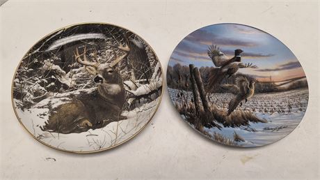 Danbury Mint Winter Stag Collector Plate & Goebel Morning Light Collector Plate
