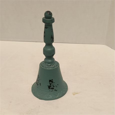 Vintage Cast Iron Metal 9" School Desk Hand Bell Primitive Decor