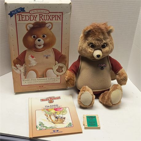 1985 Teddy Ruxpin Toy With Box & Book & Cartridge