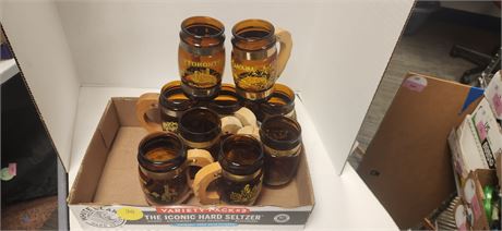 Brown Glass Barrel Mugs