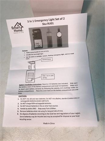 SmartHome 3 in 1 Emergency Light Set of 2