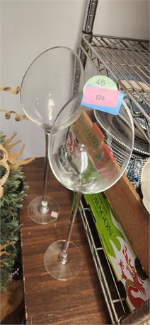 2 Unique Glass Candle Holders