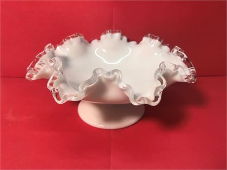 Fenton Silver Crest Footed Glass Pedestal Bowl