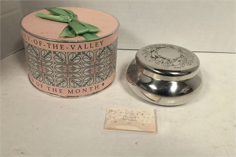 Kirk Stieff Lilly Of The Valley Pewter Flower Of The Month Box.