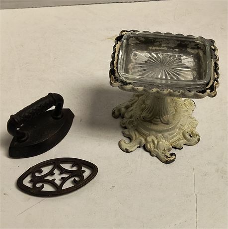 Cast Iron Soap Holder & Mini Iron