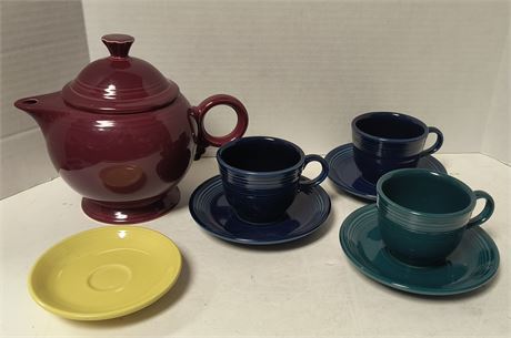 Fiesta Cups & Saucers & Fiesta Tea Pot