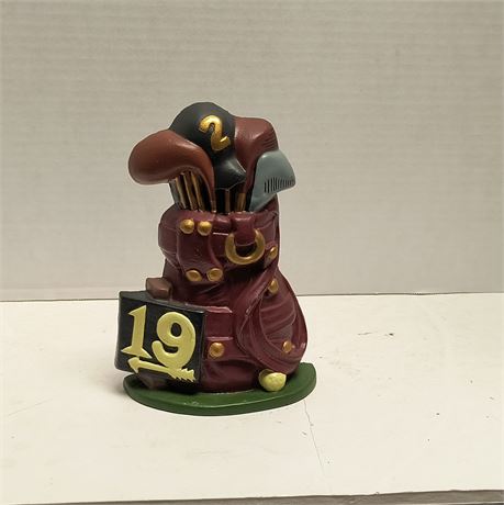 Vintage Cast Iron 19th Hole Red Golf Clubs Bag Bookend  Door Stop.