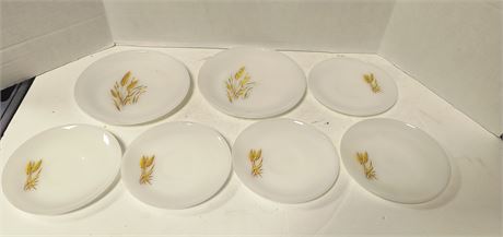 Vintage Fire King Milk Glass Golden Wheat Saucers