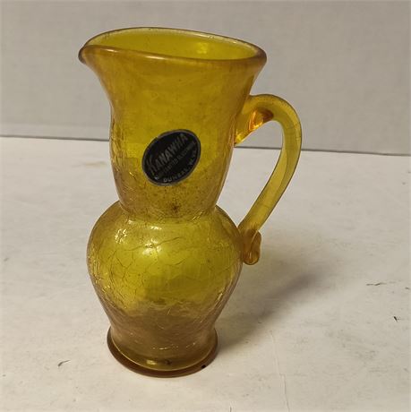 Kanawha Amber Crackle Glass Small Pitcher