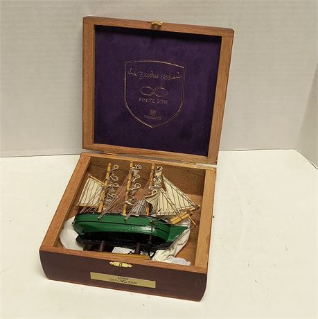 Cigar Box And Wood Ship Model