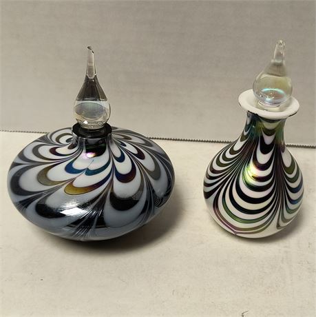 Decorative Vase With Stoppers. One Topper Is Glued In. Both Toppers Are Broken