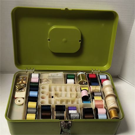 Various Sewing Items & Sewing Box