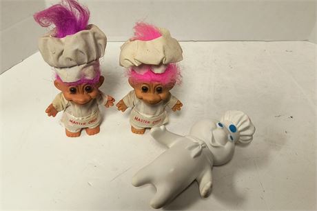Pillsbury Dough Boy Doll & Master Chef Troll Dolls