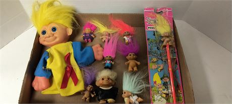 Various Troll Dolls & Troll Pencil & Troll Hand Puppet