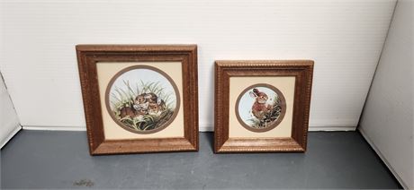 2 Small Wood Framed Bunny Pictures