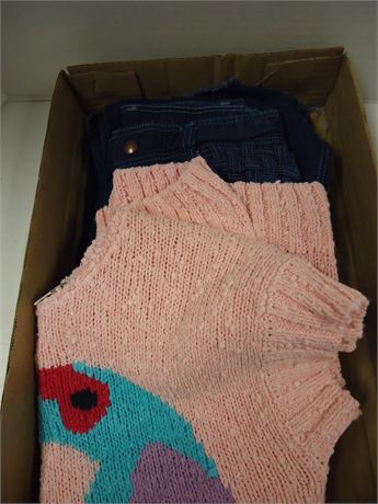 Vintage Crystal Sweater Size Large & Blue Jeans Size 8