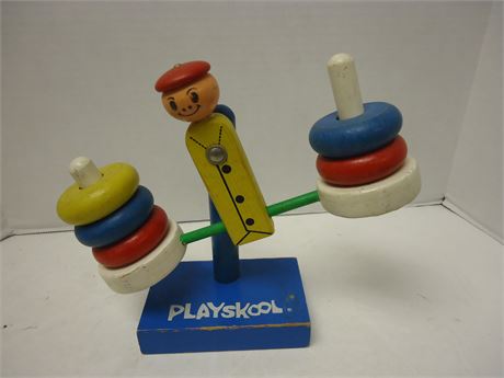 Vintage Playskool Wood Scale Toy. Donut Clown Balance