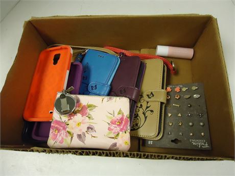 Various Wallets & Misc. Phone Cases & Ear Rings & Covergirl Makeup