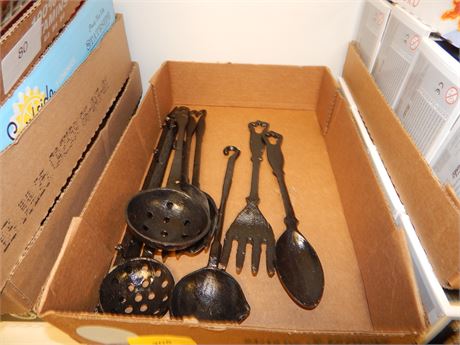 Decorative Cast Iron Utensils & Display Hanger