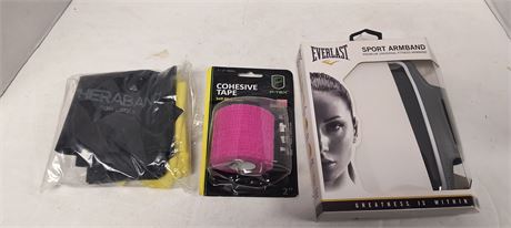 Cohesive Tape & Everlast Sport Armband & Theraband