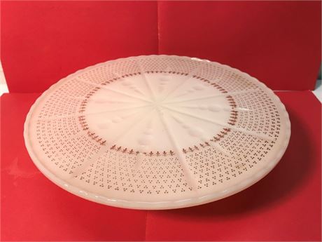 Vintage Anchor Hocking Fire King Gold Fleur de Lis Cake Stand