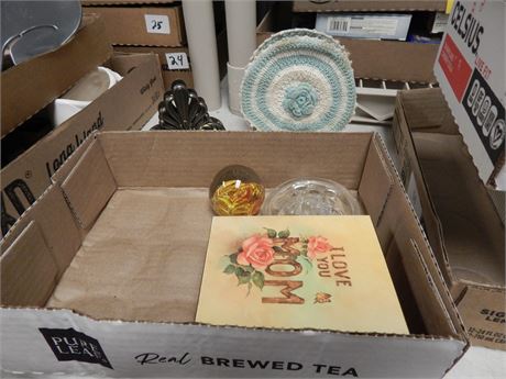 Glass Paperweight & Misc. Items