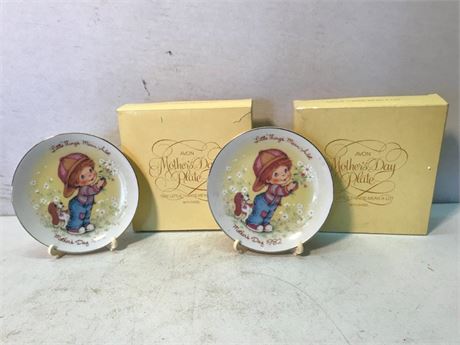2 1982 Avon Mother's Day Little Things Mean A Lot Plates