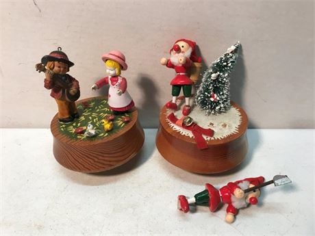 2 Vintage Musical Dreams Wood Music Boxes