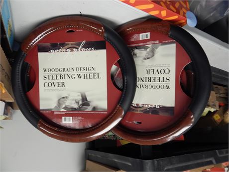 Lot Of 4 Going Places Woodgrain Design Steering Wheel Covers