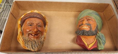 Vintage Kassem Bossons Chalkware Head Wall Hanging Bust