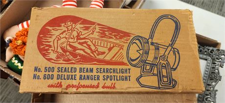 Vintage Sealed Beam Spotlight With Prefocused Bulb