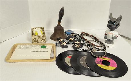 Vintage Peanuts Cups & Jewelry & Vintage Bell & Records & Misc. Collectibles