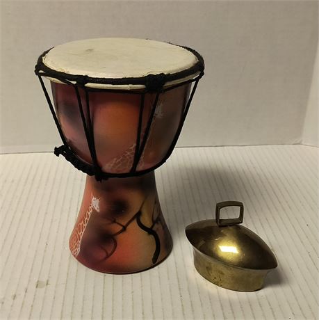 Brass Bell & Small Decorative Giraffe Drum
